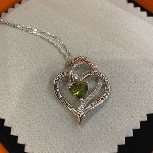 Always My Sister Necklace Green August Birth Stone Silver w/ Giftbox